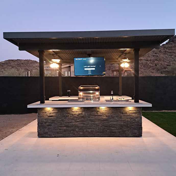 KoKoMo Big Island Outdoor Kitchen with Dual TVs