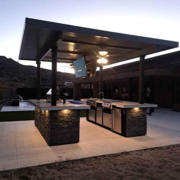 KoKoMo Big Island Outdoor Kitchen with Dual TVs