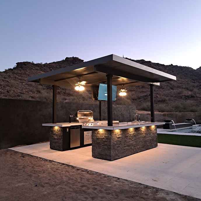 KoKoMo Big Island Outdoor Kitchen with Dual TVs
