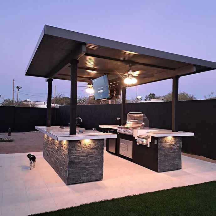 KoKoMo Big Island Outdoor Kitchen with Dual TVs