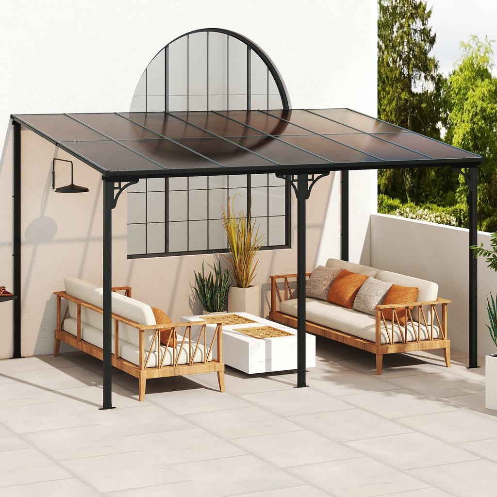 Wall-Mounted Hardtop Patio Pergola