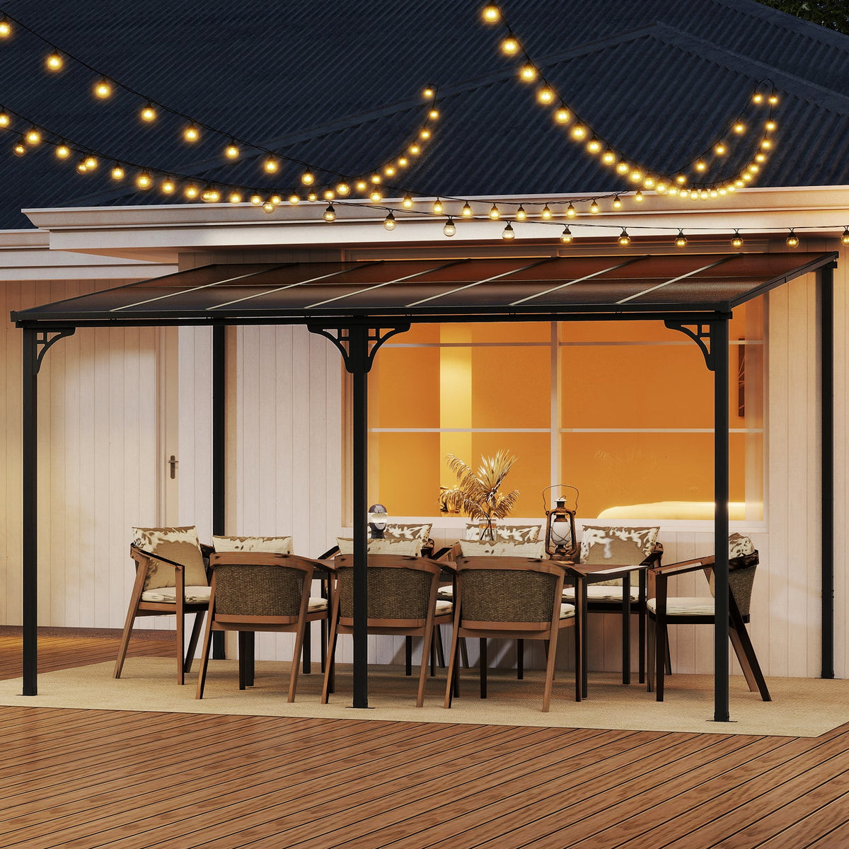 Wall-Mounted Hardtop Patio Pergola