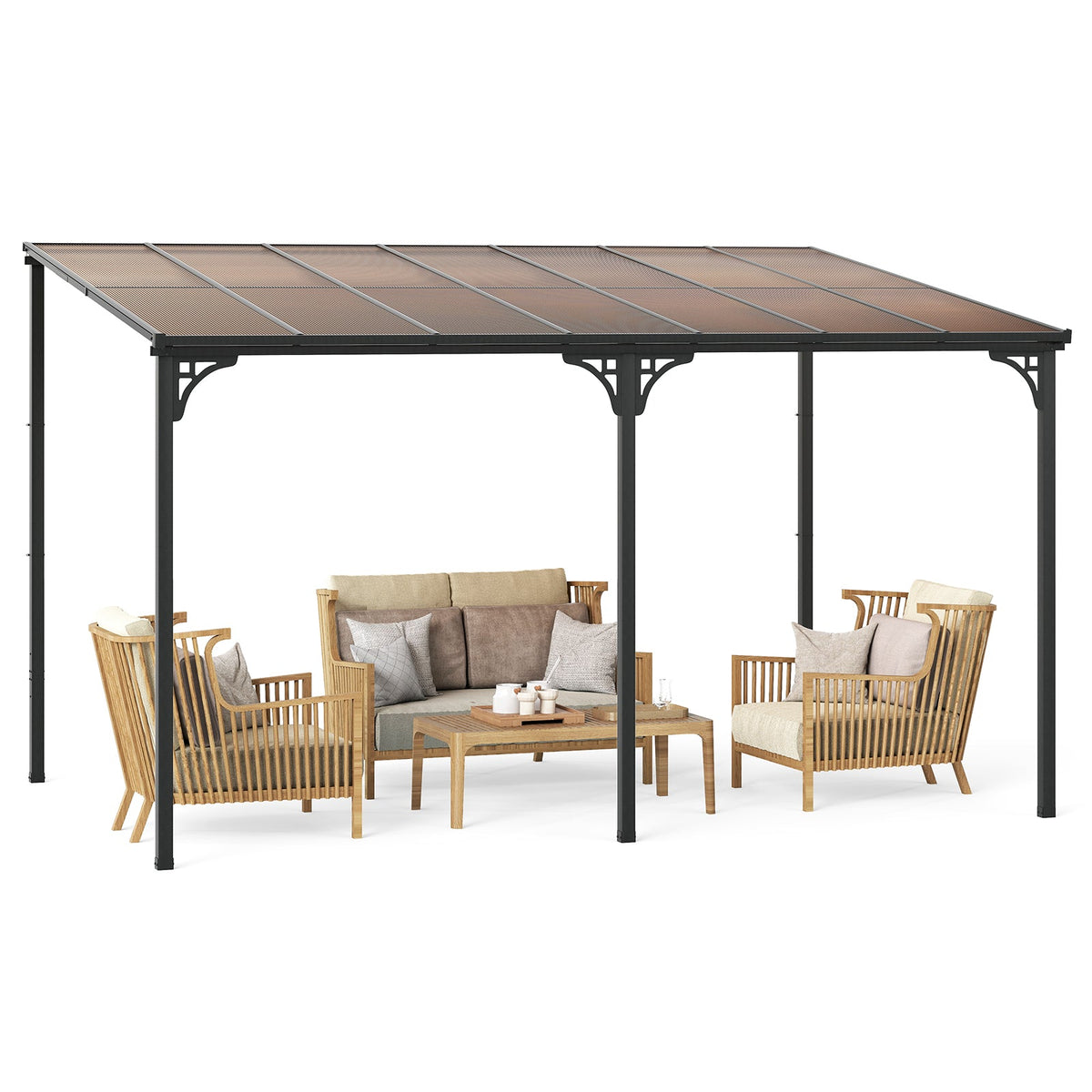 Wall-Mounted Hardtop Patio Pergola