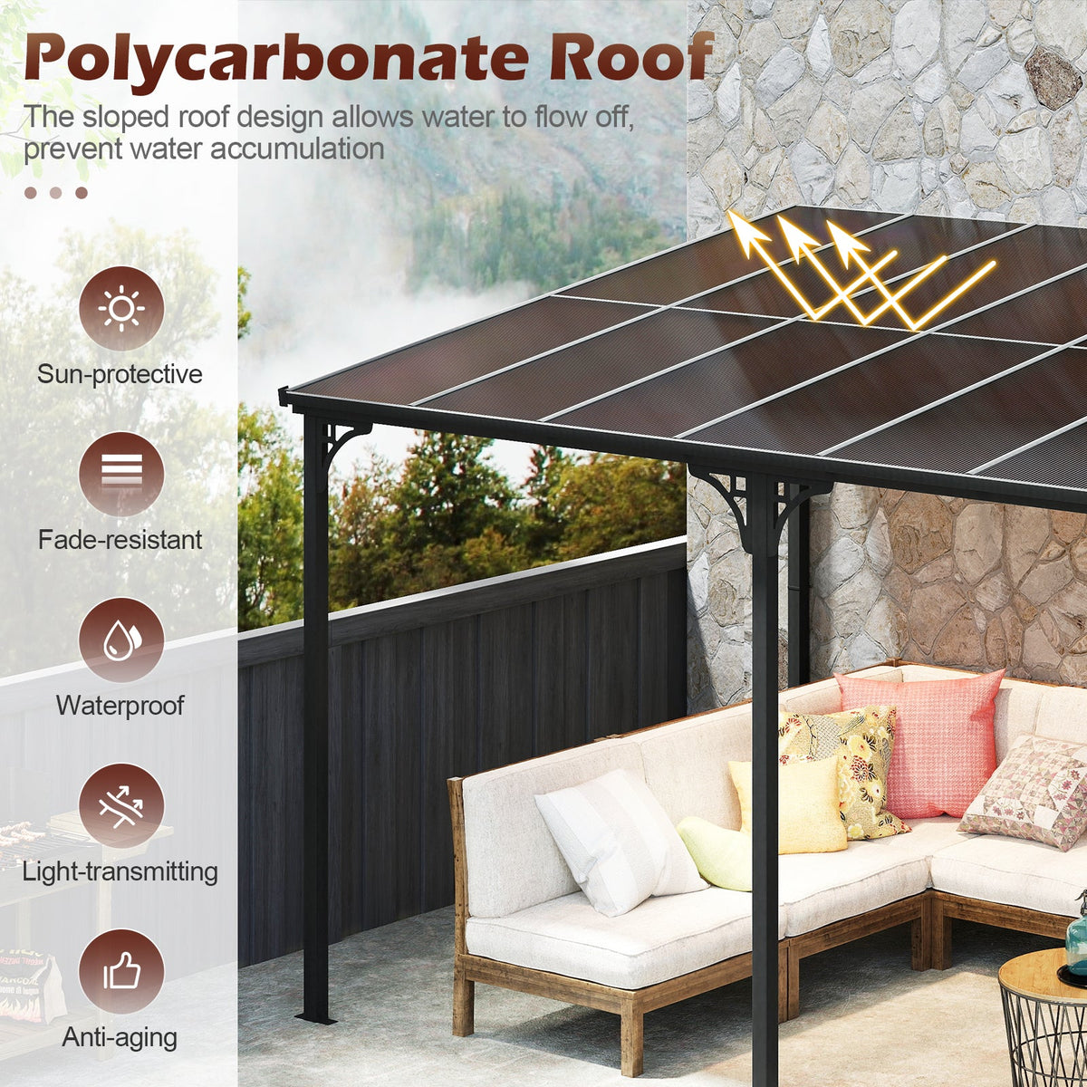 Wall-Mounted Hardtop Patio Pergola